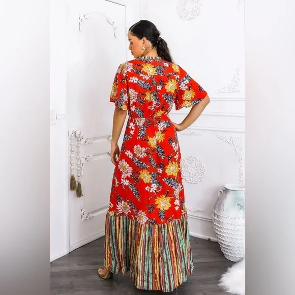 Floral Red Maxi Dress - Picture 5 of 5